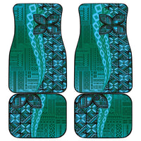 Samoan Pacific Tribal Flower Geometric Art Tattoos Car Mats Siapo Pattern Turquoise Tide - Polynesian Pride