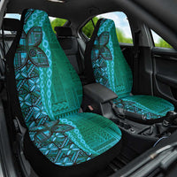 Samoan Pacific Tribal Flower Geometric Art Tattoos Car Seat Cover Siapo Pattern Turquoise Tide - Polynesian Pride