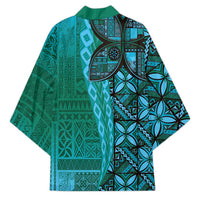 Samoan Pacific Tribal Flower Geometric Art Tattoos Kimono Siapo Pattern Turquoise Tide LT03 - Polynesian Pride