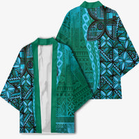 Samoan Pacific Tribal Flower Geometric Art Tattoos Kimono Siapo Pattern Turquoise Tide LT03 - Polynesian Pride