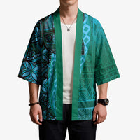 Samoan Pacific Tribal Flower Geometric Art Tattoos Kimono Siapo Pattern Turquoise Tide LT03 - Polynesian Pride