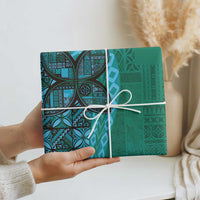 Samoan Pacific Tribal Flower Geometric Art Tattoos Wrapping Paper Siapo Pattern Turquoise Tide LT03 - Polynesian Pride