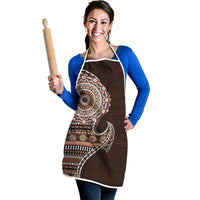Fijian Masi Tribal Tattoos Art Pattern Apron Brown Color Half Style - Polynesian Pride