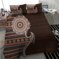 Fijian Masi Tribal Tattoos Art Pattern Bedding Set Brown Color Half Style - Polynesian Pride