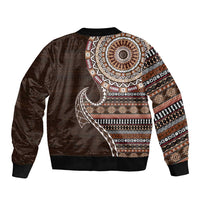 Fijian Masi Tribal Tattoos Art Pattern Bomber Jacket Brown Color Half Style - Polynesian Pride