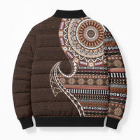 Fijian Masi Tribal Tattoos Art Pattern Bomber Puffer Jacket Brown Color Half Style LT03 - Polynesian Pride