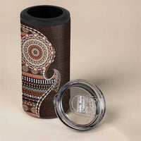 Fijian Masi Tribal Tattoos Art Pattern 4 in 1 Can Cooler Tumbler Brown Color Half Style - Polynesian Pride