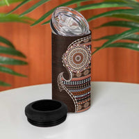 Fijian Masi Tribal Tattoos Art Pattern 4 in 1 Can Cooler Tumbler Brown Color Half Style - Polynesian Pride