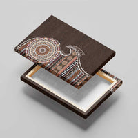 Fijian Masi Tribal Tattoos Art Pattern Canvas Wall Art Brown Color Half Style - Polynesian Pride