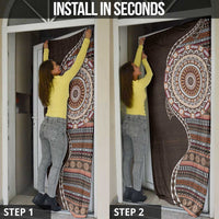 Fijian Masi Tribal Tattoos Art Pattern Door Cover Brown Color Half Style - Polynesian Pride