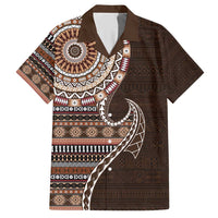 Fijian Masi Tribal Tattoos Art Pattern Hawaiian Shirt Brown Color Half Style LT03 Brown - Polynesian Pride