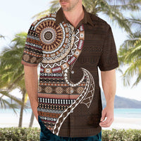 Fijian Masi Tribal Tattoos Art Pattern Hawaiian Shirt Brown Color Half Style LT03 - Polynesian Pride