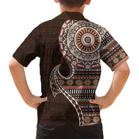 Fijian Masi Tribal Tattoos Art Pattern Hawaiian Shirt Brown Color Half Style LT03 - Polynesian Pride