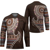Fijian Masi Tribal Tattoos Art Pattern Hockey Jersey Brown Color Half Style LT03 - Polynesian Pride
