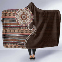 Fijian Masi Tribal Tattoos Art Pattern Hooded Blanket Brown Color Half Style LT03 One Size Brown - Polynesian Pride