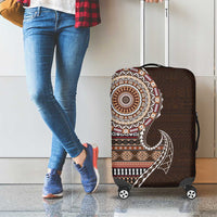 Fijian Masi Tribal Tattoos Art Pattern Luggage Cover Brown Color Half Style - Polynesian Pride