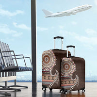 Fijian Masi Tribal Tattoos Art Pattern Luggage Cover Brown Color Half Style - Polynesian Pride