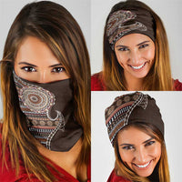 Fijian Masi Tribal Tattoos Art Pattern Neck Gaiter Brown Color Half Style LT03