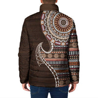 Fijian Masi Tribal Tattoos Art Pattern Padded Jacket Brown Color Half Style LT03 - Polynesian Pride