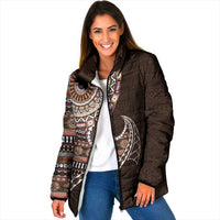 Fijian Masi Tribal Tattoos Art Pattern Padded Jacket Brown Color Half Style LT03 - Polynesian Pride