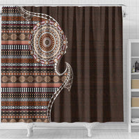 Fijian Masi Tribal Tattoos Art Pattern Shower Curtain Brown Color Half Style - Polynesian Pride