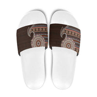 Fijian Masi Tribal Tattoos Art Pattern Slide Sandals Brown Color Half Style - Polynesian Pride