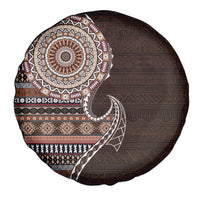 Fijian Masi Tribal Tattoos Art Pattern Spare Tire Cover Brown Color Half Style - Polynesian Pride
