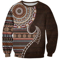Fijian Masi Tribal Tattoos Art Pattern Sweatshirt Brown Color Half Style LT03 Unisex Brown - Polynesian Pride