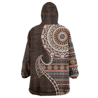 Fijian Masi Tribal Tattoos Art Pattern Wearable Blanket Hoodie Brown Color Half Style LT03 - Polynesian Pride