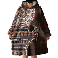 Fijian Masi Tribal Tattoos Art Pattern Wearable Blanket Hoodie Brown Color Half Style LT03 - Polynesian Pride