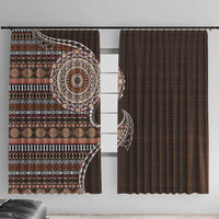 Fijian Masi Tribal Tattoos Art Pattern Window Curtain Brown Color Half Style - Polynesian Pride