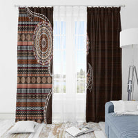 Fijian Masi Tribal Tattoos Art Pattern Window Curtain Brown Color Half Style - Polynesian Pride