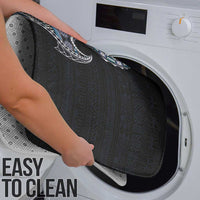 Fijian Masi Tribal Tattoos Art Pattern Bathroom Set Navy Color Half Style - Polynesian Pride