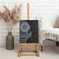 Fijian Masi Tribal Tattoos Art Pattern Canvas Wall Art Navy Color Half Style - Polynesian Pride