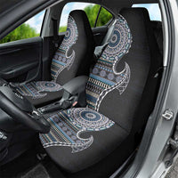 Fijian Masi Tribal Tattoos Art Pattern Car Seat Cover Navy Color Half Style - Polynesian Pride