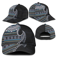 Fijian Masi Tribal Tattoos Art Pattern Classic Cap Navy Color Half Style - Polynesian Pride