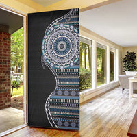 Fijian Masi Tribal Tattoos Art Pattern Door Cover Navy Color Half Style - Polynesian Pride