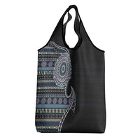 Fijian Masi Tribal Tattoos Art Pattern Grocery Bag Navy Color Half Style - Polynesian Pride