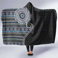 Fijian Masi Tribal Tattoos Art Pattern Hooded Blanket Navy Color Half Style LT03 One Size Navy - Polynesian Pride