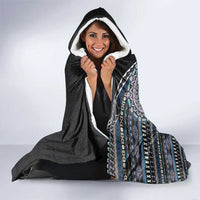 Fijian Masi Tribal Tattoos Art Pattern Hooded Blanket Navy Color Half Style LT03 - Polynesian Pride