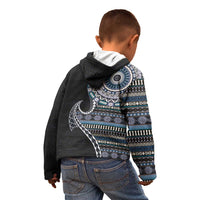 Fijian Masi Tribal Tattoos Art Pattern Kid Hoodie Navy Color Half Style - Polynesian Pride