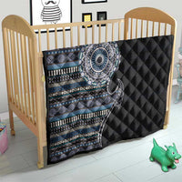 Fijian Masi Tribal Tattoos Art Pattern Quilt Navy Color Half Style - Polynesian Pride