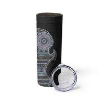 Fijian Masi Tribal Tattoos Art Pattern Skinny Tumbler Navy Color Half Style - Polynesian Pride