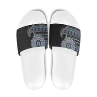 Fijian Masi Tribal Tattoos Art Pattern Slide Sandals Navy Color Half Style - Polynesian Pride
