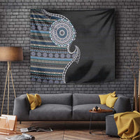 Fijian Masi Tribal Tattoos Art Pattern Tapestry Navy Color Half Style LT03 Navy - Polynesian Pride