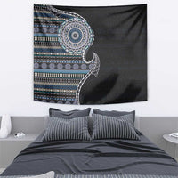 Fijian Masi Tribal Tattoos Art Pattern Tapestry Navy Color Half Style LT03 - Polynesian Pride