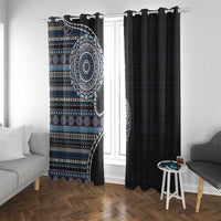 Fijian Masi Tribal Tattoos Art Pattern Window Curtain Navy Color Half Style - Polynesian Pride