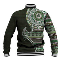 Fijian Masi Tribal Tattoos Art Pattern Baseball Jacket Green Color Half Style LT03 - Polynesian Pride