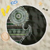 Fijian Masi Tribal Tattoos Art Pattern Beach Blanket Green Color Half Style - Polynesian Pride