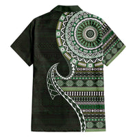 Fijian Masi Tribal Tattoos Art Pattern Hawaiian Shirt Green Color Half Style LT03 - Polynesian Pride